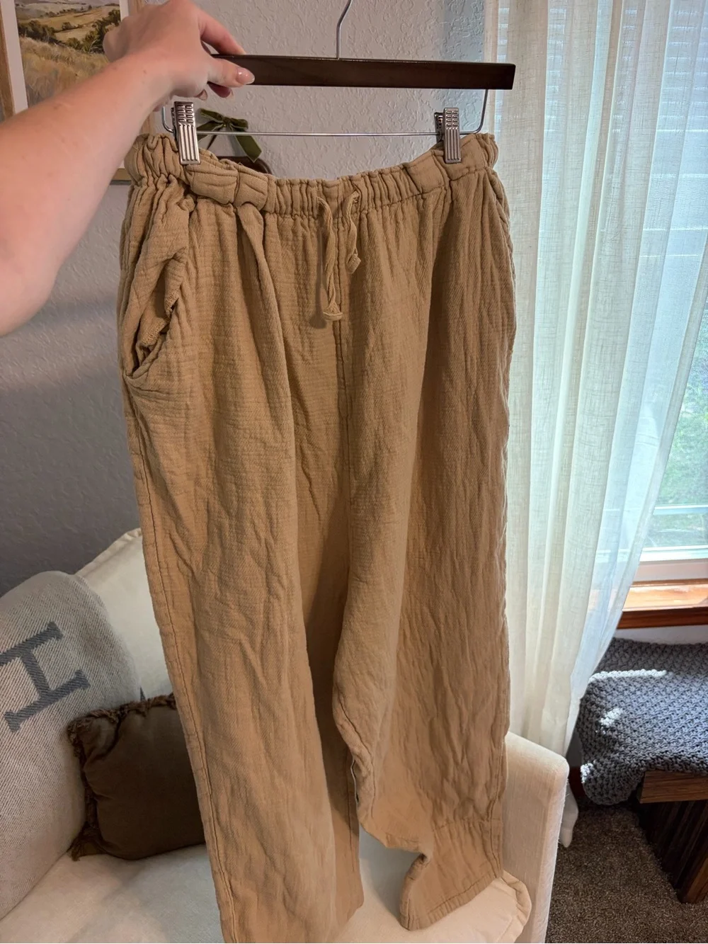 Free People Light Brown Casual Drawstring Women’s Pants
